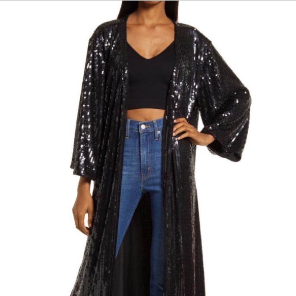 *stunning* good american black sequin robe NWT size 1/2 (s/m)